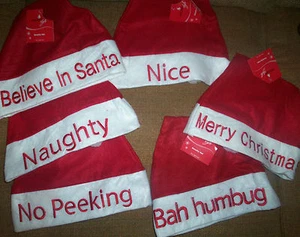 EMBROIDERED HOLIDAY CHRISTMAS SANTA HAT * 6 SAYINGS TO CHOOSE One size fits most - Foto 1 di 8
