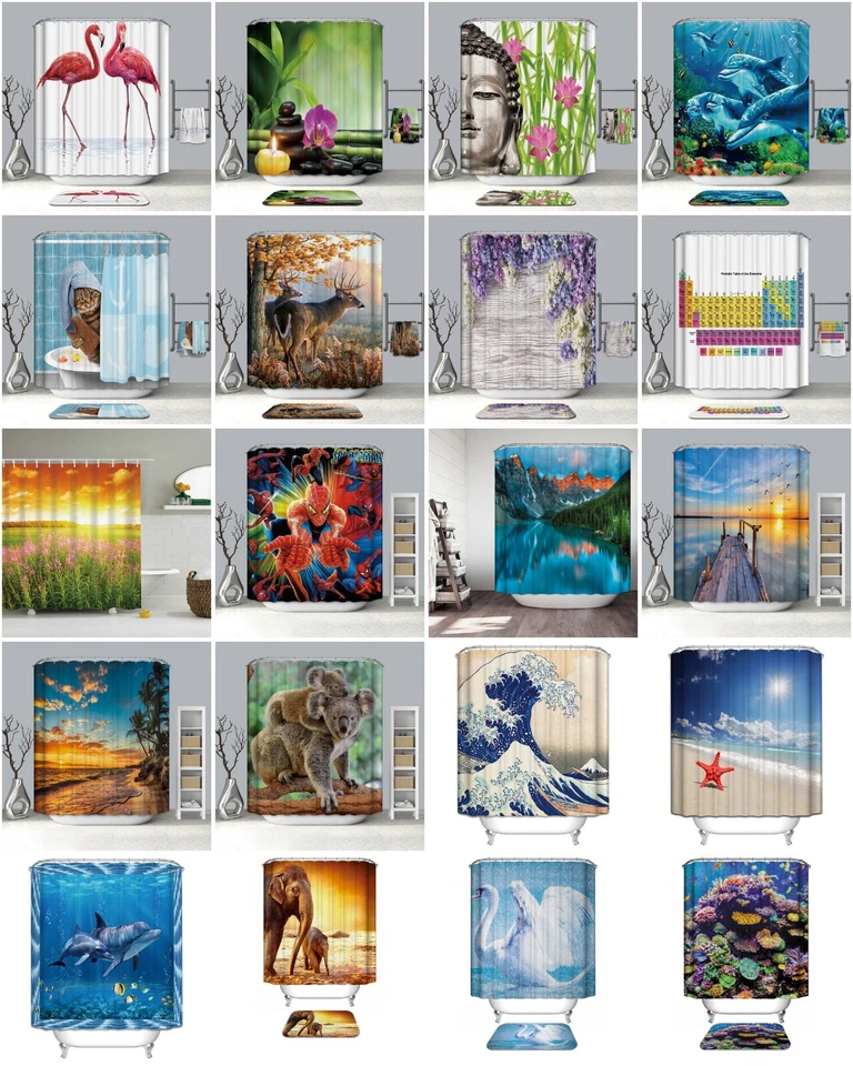 Duschvorhang Textil Badewannenvorhang 180x200cm inkl Ringe Anti Schimmel Design6 - Bild 1 von 1