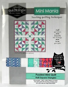 Mini Mania Quilt Kit "Puzzled" by Quiltologie, 17"x17", Half-Square Triangles - Picture 1 of 4