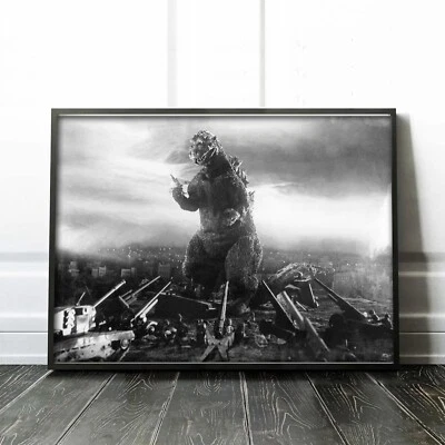 Impresión de póster de arte de pared de películas clásicas en blanco y negro de Godzilla 1954 películas clásicas de los años 50 Foto 1 de 4