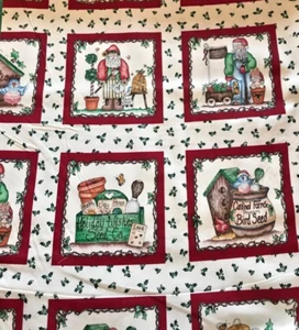VTG Dianna Marcum Country Garden Christmas 15 Squares Cheater Quilt 44”x22” - Picture 1 of 13