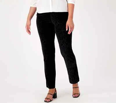 Isaac Mizrahi Live! Pantalones Petite Terciopelo Pierna Recta Negro Talla XSP A551013 Foto 1 de 2