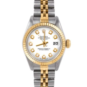 Rolex Ladies TT Datejust White Diamond Dial Jubilee Band Fluted Bezel Watch - Picture 1 of 3