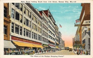 Main St. Postal de colección mirando hacia el sur desde la escena de 11th St. Street Kansas City, MO - Imagen 1 de 2