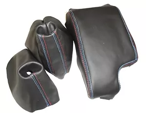 CUFFIA CAMBIO e freno cover BRACCIOLO per BMW E46 KIT VERA PELLE NERA cuciture M - Imagen 1 de 1