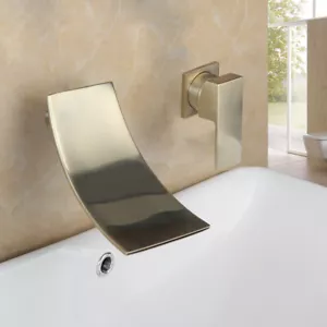 Grifo mezclador fregadero de recipiente de pared de baño grifo de oro cepillado grifo de mango único - Imagen 1 de 8