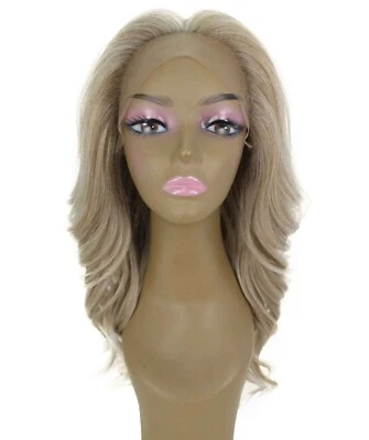 Peluca frontal de encaje atada a mano 21 en 4X4 LUXE Cleo ondulada en capas, rubio claro ombre Foto 1 de 4