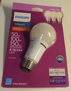 Philips 3 Way LED A21 Soft White Bulb 620/1600/2150 Lumens 50/100/150W New Seale - Picture 1 of 13