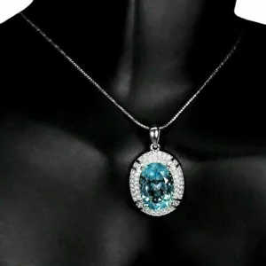 Sterling Silver Pendant Topaz Genuine Natural Mined Gems and 18 Inch Chain - Picture 1 of 24
