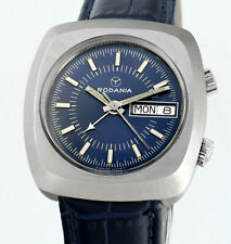 Rare Vintage RODANIA Day Date Alarm AS 5008 Automatic Swiss Mens Wrist Watch 