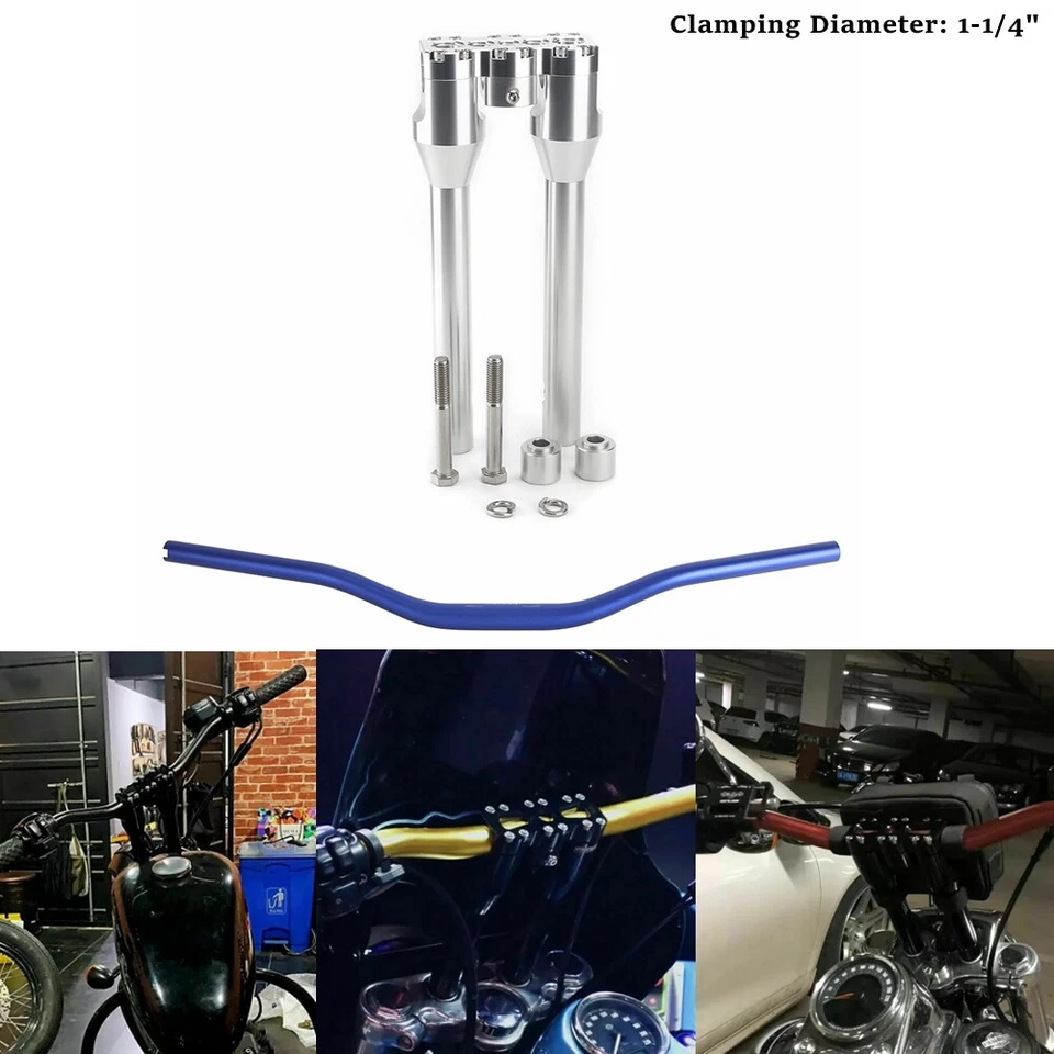 Kit de manillar elevador estilo elevación recta WBlue para Harley Dyna Softail Foto 1 de 4