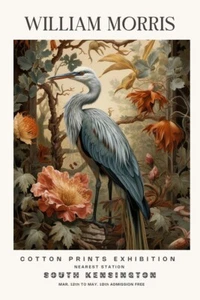 William Morris Vintage Crane Cotton Exhibition Prints Botanical Wall Poster - Picture 1 of 6