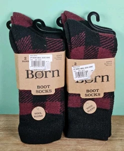 2 Paar Born Stiefelsocken Herren Schuhgröße 6-12 Wollmischung schwarz & burgund - Bild 1 von 2
