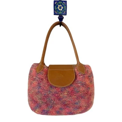 Bolso de Mano Tejido Mármol Lana Internacional Colorido Cierre a Presión Bolso Pequeño Usado en Excelente Condición Foto 1 de 4