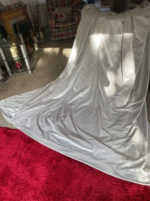 A PAIR OF  LAURA ASHLEY HUGE  VELVET CURTAIN IN SILVER GREY .PATIO WINDOW SIZE. - Image 1 of 4