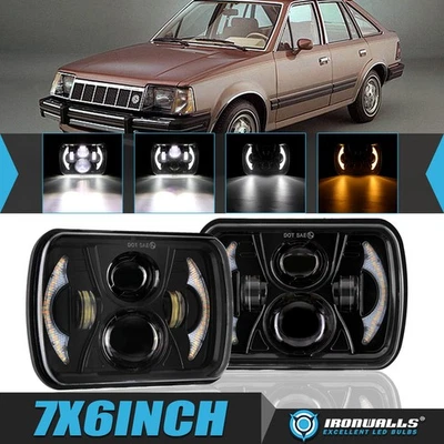 Par de faros LED 7x6" pulgadas haz sellado alto-bajo DRL para Mercury Lynx 1981-1985 Foto 1 de 4