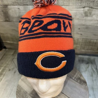 Chicago Bears Logo NFL Adulto Pom New Era Gorro Sombrero Aislado Fútbol Foto 1 de 4