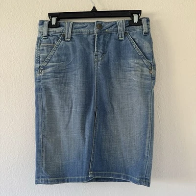 Falda vaquera Yanuk lápiz jean bolsillos hechos en EE. UU. para mujer talla 2 envejecida Foto 1 de 4