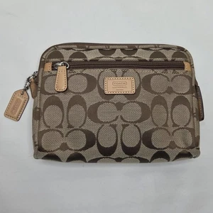 Coach Signature Jacquard Make-up Kosmetiktasche Tasche Clutch Y2K Braun Monogramm  - Bild 1 von 11