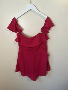 Shinestar Barbiecore Hot Pink Off The Shoulder Romper Size Medium - Picture 1 of 7