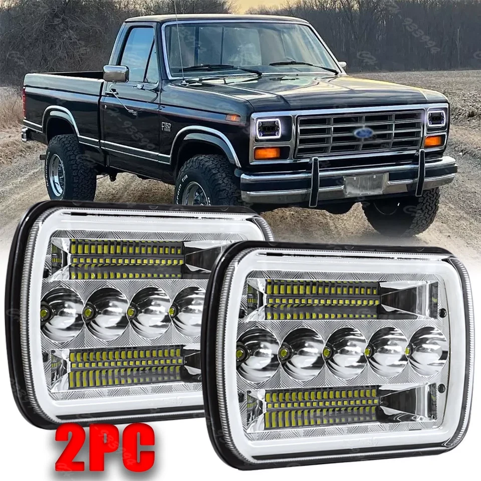 Par de faros LED de haz alto bajo para Ford F150 F250 F350 1978-1986 7x6 5x7" pulgadas Foto 1 de 4