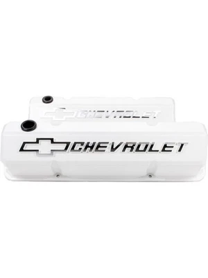 Proform Sb/C Slant Valve Covers White 'Chevrolet' Emblem Recessed (141-935) - Image 1 of 4