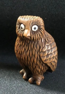 Talla en madera Owl Netsuke 1,5 pulgadas arte antiguo japonés INRO Foto 1 de 4