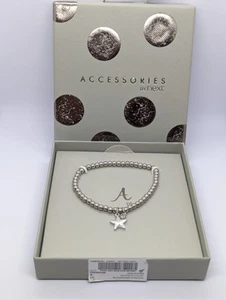 Accessories By Next, Silver Beaded Bracelet With Initial Charm, A Initial Charm - Picture 1 of 5