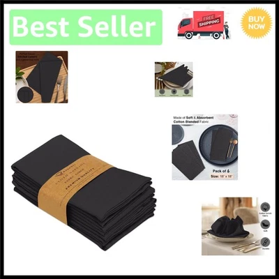 Set of 6 Elegant 18x18'' Black Cotton Blend Cloth Napkins - Absorbent & Durable - Image 1 of 4