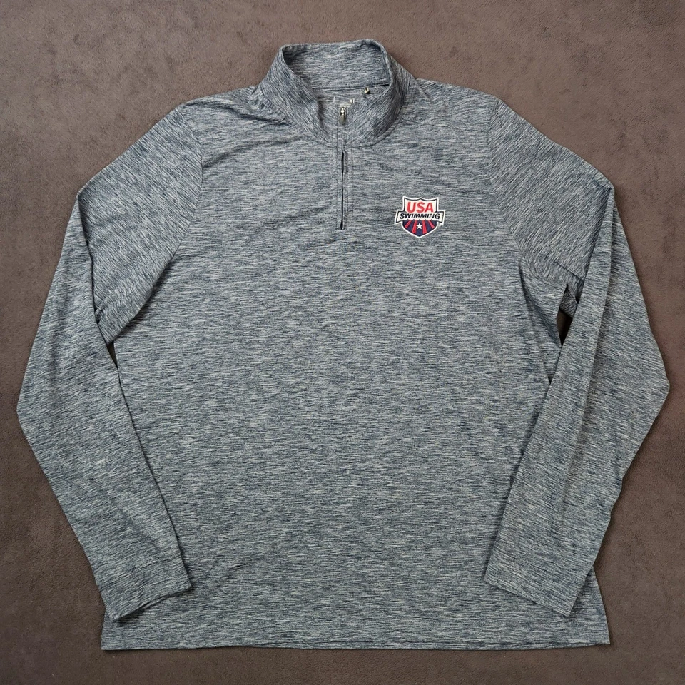 Pullover de natación antigua con cremallera de cuarto de EE. UU. para mujer XL jaspeado azul marino manga larga Foto 1 de 4