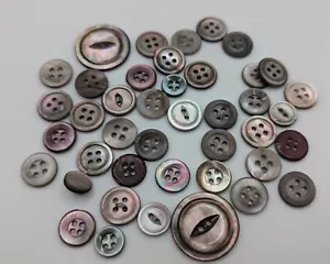 VTG Assortment Abalone Shell Round Buttons Various Sizes - Lot of 43 Buttons - Picture 1 of 4