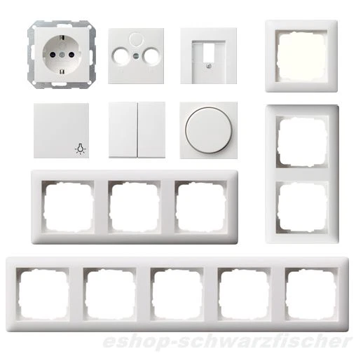 Gira Steckdose/Wippen/Schalter System55 reinweiß seidenMATT Rahmen Standard55