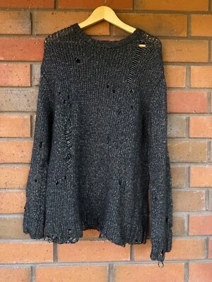 Suéter R13 Envejecido Barneys Lagenlook Hilo Italiano | Negro | Talla Mediana Foto 1 de 4
