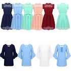 Kids Girls Summer Dress Bell Sleeves V-Neck Chiffon Casual Party Clothes Outfits