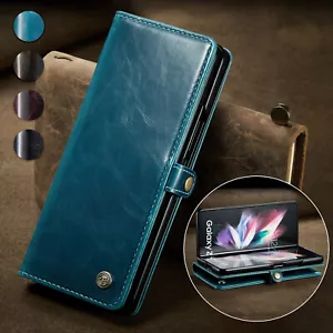 For Samsung Z Fold 5 4 3 5G Luxury Leather Shockproof Wallet Phone Case Cover - Picture 1 of 253