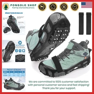 Portable Ice Cleats - 24 Steel Spikes, Lightweight Overshoes for Snow & Ice - Picture 1 of 10
