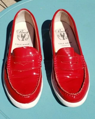 Mocasín Cole Haan Pinch Maine Classic 7 1/2 rojo Pantend cuero Pennie usado  Foto 1 de 4