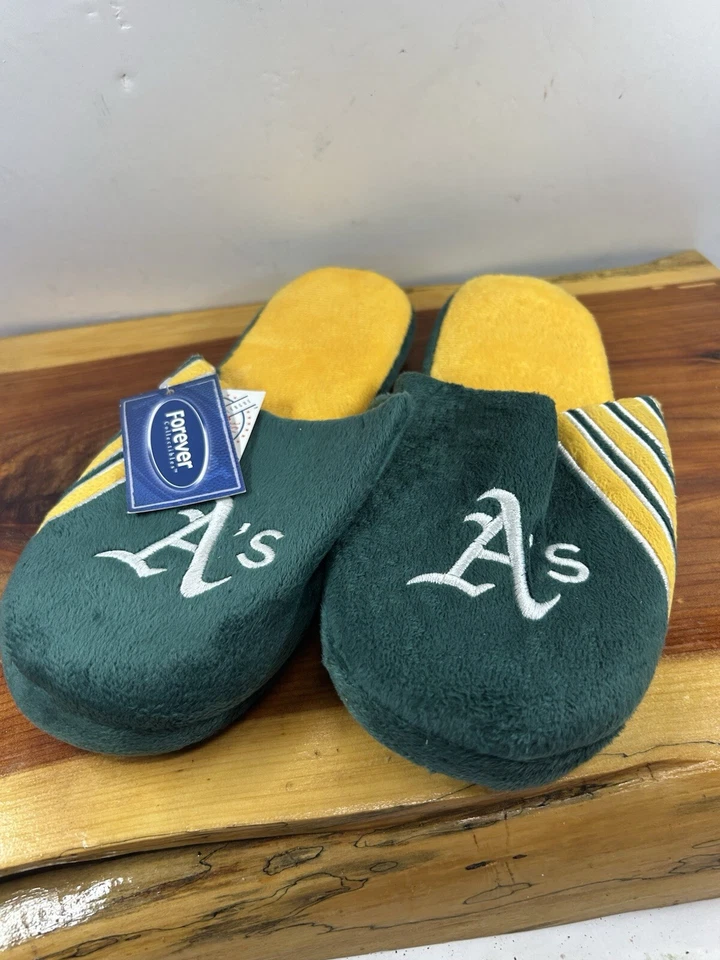 Oakland A's MLB Genuine Mens Slide Forever Slippers Big Logo NWT Size Large - Image 1 of 4
