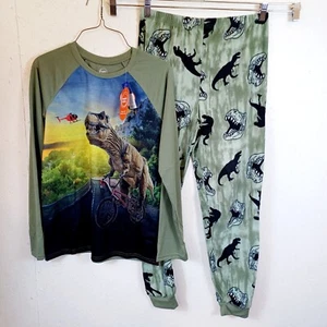 Wonder Nation Pajama Set 18 Boys Dinosaur Glow In The Dark Green Jersey Plush - Picture 1 of 7