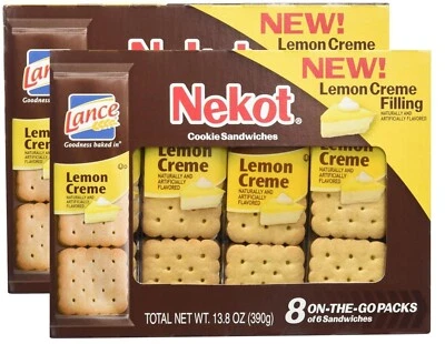 2 Boxes - Lance Sandwich Crackers, Lemon,  8 Individually Wrapped Packs of 6 - Image 1 of 4