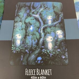 Studio Ghibli Princess Mononoke Kodama Forest Spirits Fleece Throw Blanket NEW