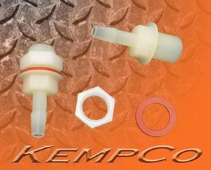 (2) Adaptador recto de nailon natural de 1/4" con hexagonal y lavadora, grado alimenticio - Imagen 1 de 5