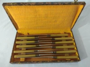 Vintage ART DECO Set 11 Knives with Bone or Bakelite Handles France original Box - Picture 1 of 1