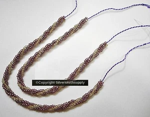 Pulseras trenzadas con cuentas de vidrio púrpura y plata ideales para encanto agrega 2-7" k010 - Imagen 1 de 3