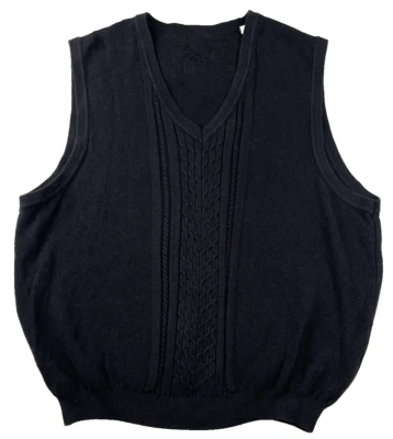 Cutter & Buck Sweater Vest Mens Size L Black V-Neck Cotton Grandpa Core - Image 1 of 4