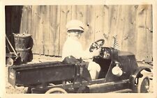 c. 1910-20s Original  Photo Kid  in cool hat, American Flag and peddle Truck 