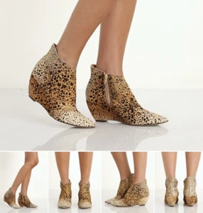 Matisse Bootie Womens Teddy Leather Fur Wedge Ankle Boot Sz 9 Pointed Toe *Read - Picture 1 of 14