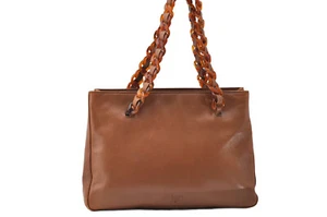 Authentic PRADA Vintage Leather Hand Tote Bag Brown 4027M - Picture 1 of 10