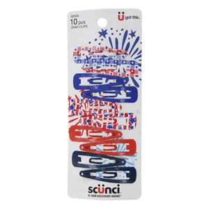 Scunci Patriotic Independence Day Hair Snap Clips, Assorted Colors, 10-Pieces - Picture 1 of 2