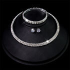 3pcs/set Fashion Crystal Bridal Jewelry Necklace Earrings Bracelet Party Jewe Mp